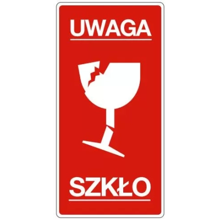 ETYKIETY 100x50mm UWAGA SZKŁO 1000szt